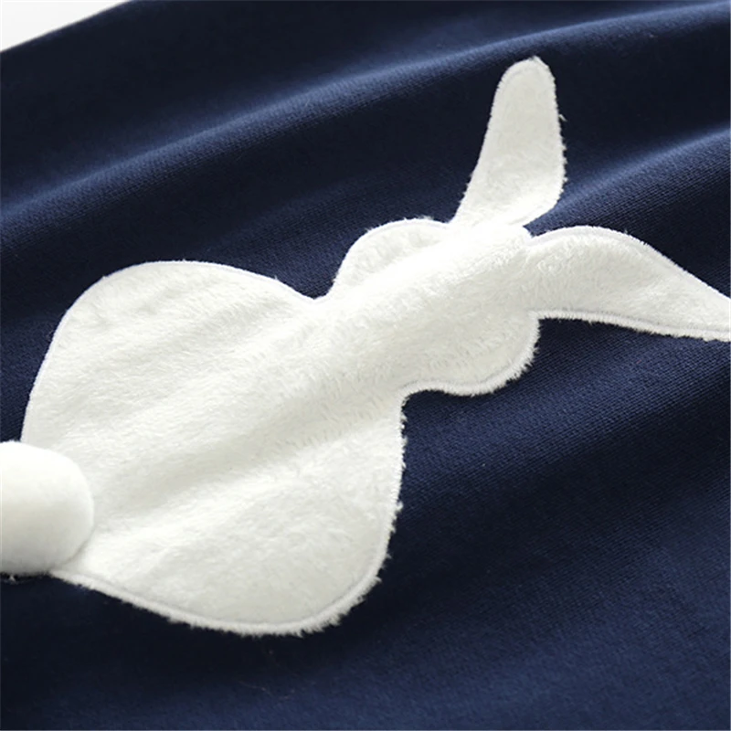 Модный детский хлопковый комбинезон с длинными рукавами и капюшоном заячьими