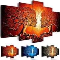 2019 5pcsset abstract trees red kiss tree canvas wall art picture print for home decoration bedroom living room decor no frame
