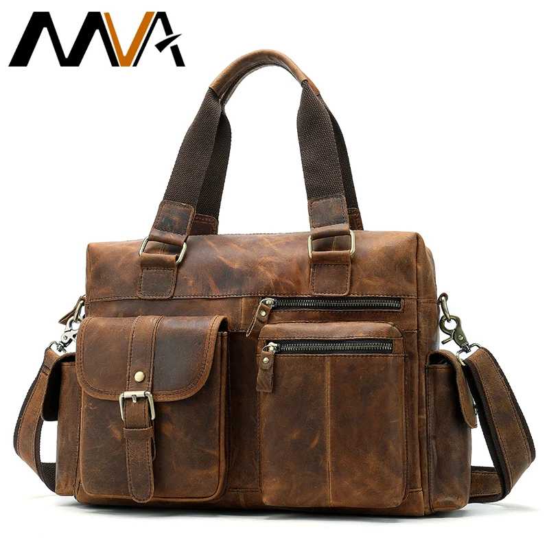 Мужской портфель MVA из натуральной кожи сумка мессенджер мужская кожаная для