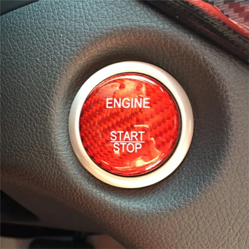 Carbon Fiber Car Engine Start Stop Button Cover Keyless Go Ignition Stickers Fit for Mercedes Benz C GLC C200l | Автомобили и