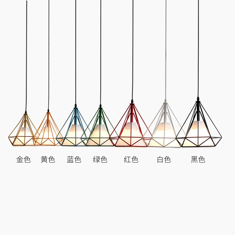 Бесплатно со светодиодной лампы Красочный Birdcage подвесные светильники Утюг Ретро