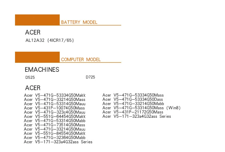 Dinto 2600mAh лаптоп с Батарея для acer 4 ячейки 14,8 V аккумуляторов для acer AL12A32 V5-471G V5-431 V5-531 V5-571 V5-551G-64454