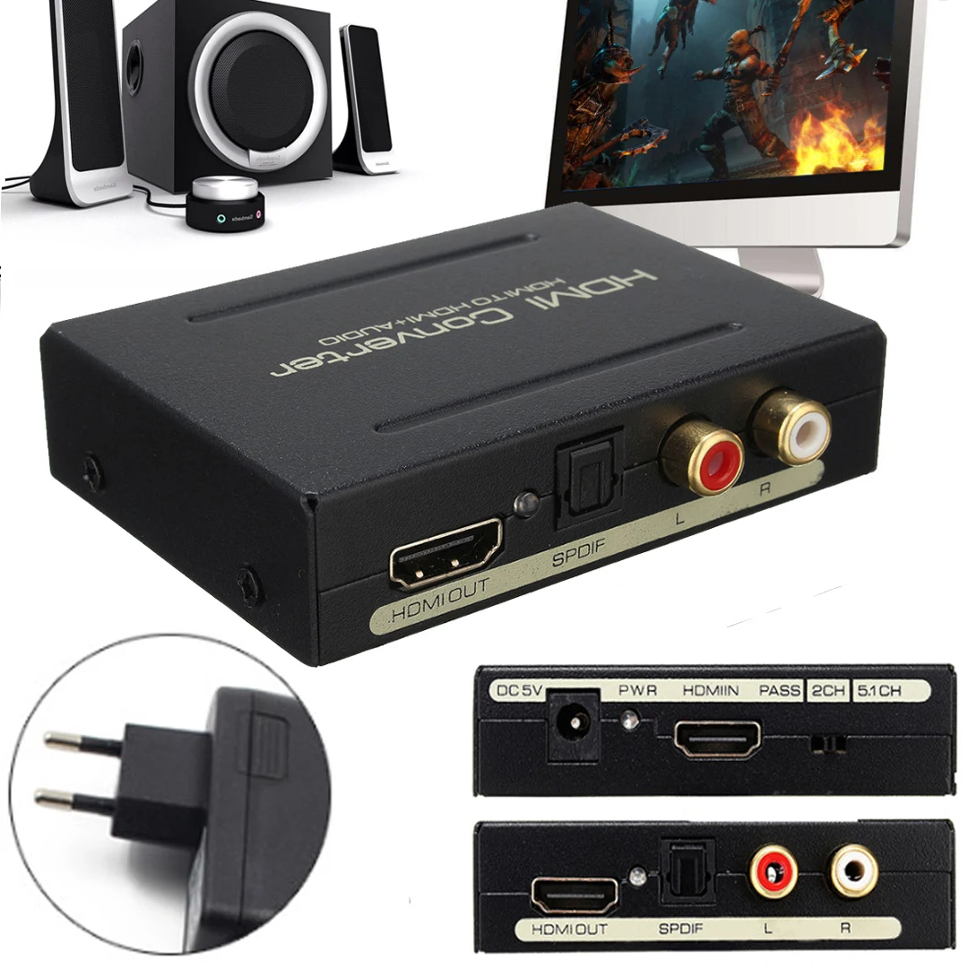 Профессиональный HDMI аудио сплиттер адаптер 1080p HDMI к HDMI и оптический TOSLINK SPDIF+ RCA аудио экстрактор конвертер Mayitr