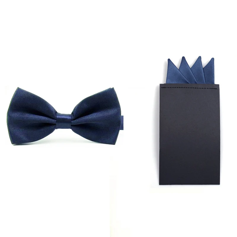 Мужской однотонный бантик предварительно сложенный носовой платок с 4 точками