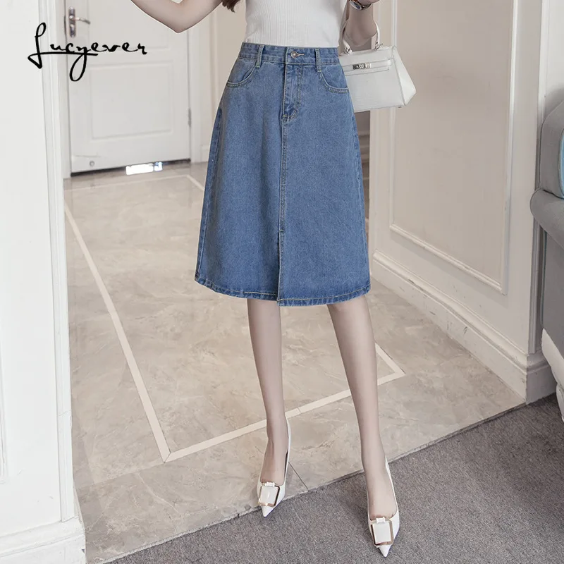 Женские джинсовые юбки JMPRS винтажные однотонные трапециевидные повседневные