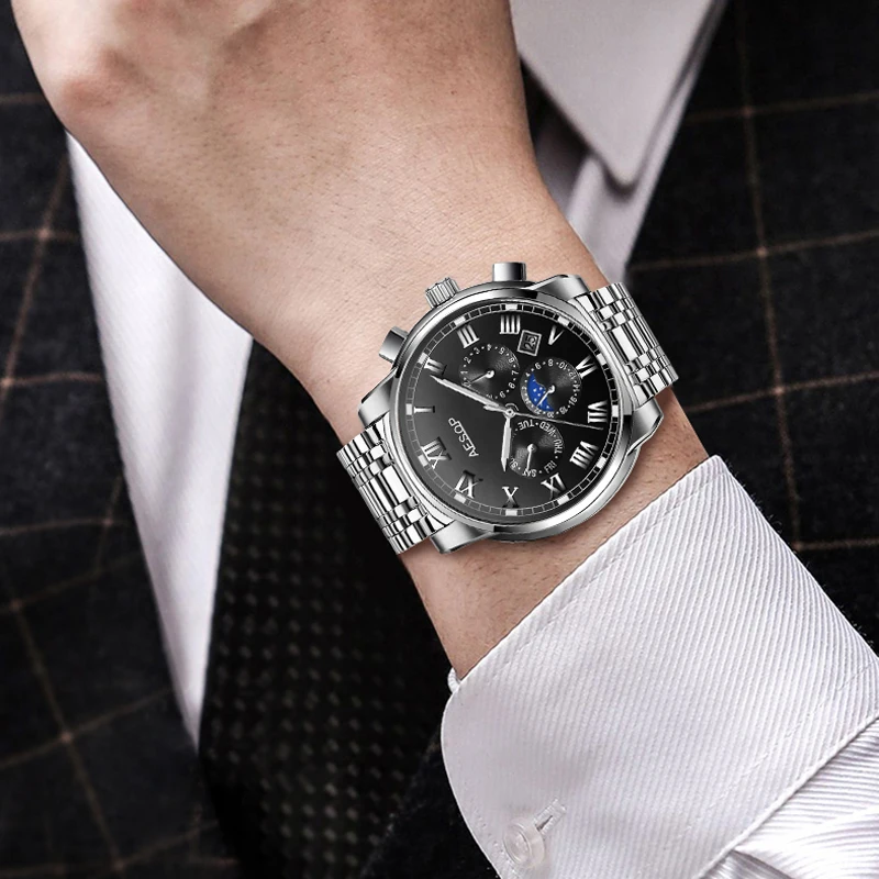 Роскошные брендовые автоматические механические часы AESOP мужские наручные