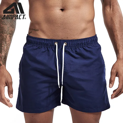 Dark Blue Aimpact быстросохнущие пляжные шорты для мужчин, летние пляжные шорты для серфинга, мужские шорты для пробежек, пробежек, тренировок, AM2166 - Цвет: Dark Blue