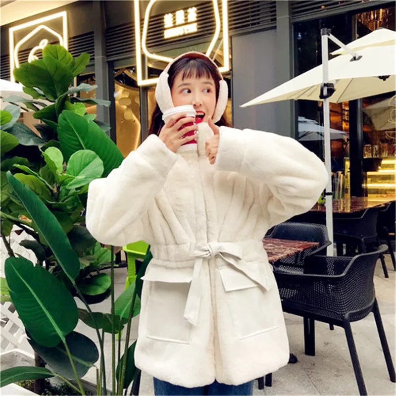 2019 Женская Корейская версия толстого плюс хлопка короткое пальто PU карман зимние