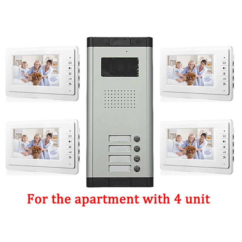 Квартира 4 единицы Система домофона проводной видео телефон двери аудио