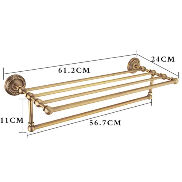 

Towel Racks Copper Bath Towel Holder Bathroom Wall Mounted Antique Fixed Bath Towel Rack 60cm Towel Holder Bath Hardware