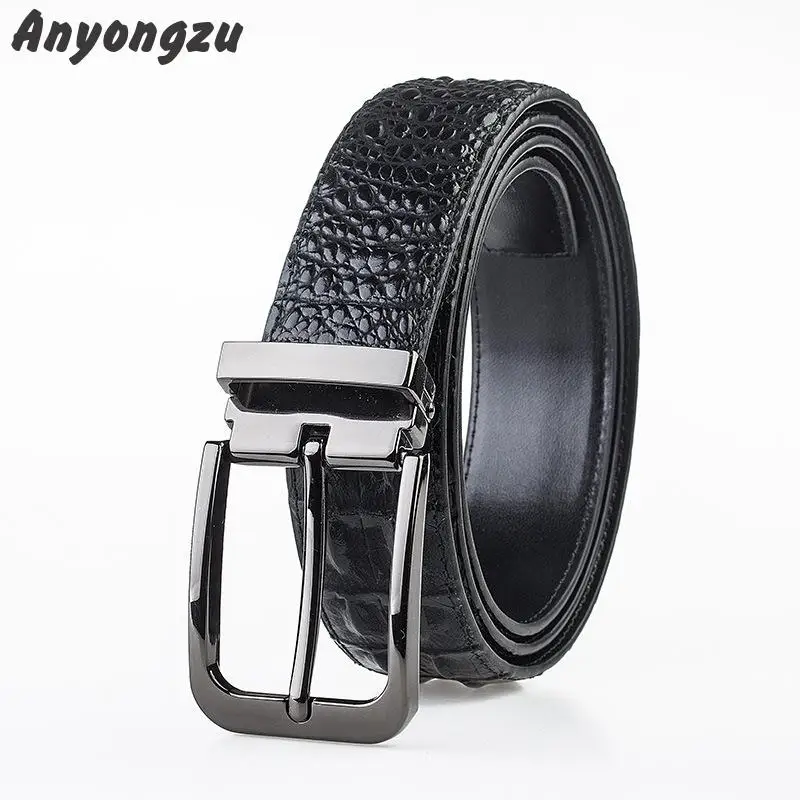 Business Men Leisure High Quality Leather Belt Litchi Lines Zinc Alloy Buckle Porous Adjustable Length Wear-resisting Belts