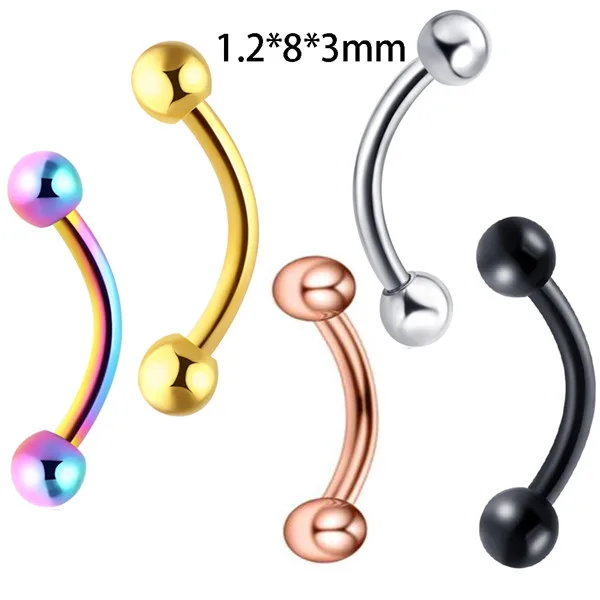 1.2x8x3mm ball JUNLOWPY 1 шт стальная пупка пирсинг для уха шпильки пленное кольцо в нос губы брови ушной хрящ серьги ювелирные изделия для тела - Окраска металла: 1.2x8x3mm ball