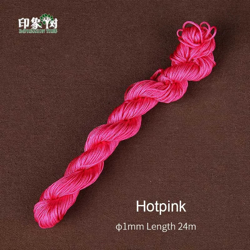 Hotpink 1 шт. длина 24 м* 1 мм Разноцветные нейлоновые веревки для макраме DIY кисточка браслет для бисероплетения китайские узлы нить для изготовления ювелирных изделий 404 - Цвет: Hotpink