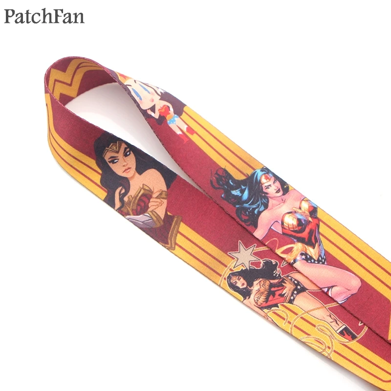 Patchfan Wonder woman мультфильм аниме брелок для ключей шейный ремешок тесьма шейный ремень id значок держатель телефона ожерелье A1610