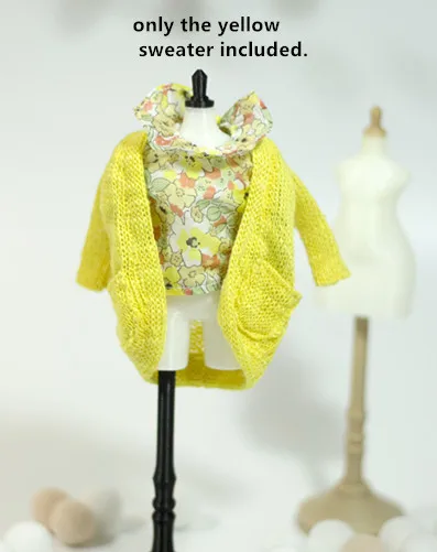 yellow Blyth кардиган свитер для шарнирной куклы свитера для кукл Azone вязаная кукла одежда(Fit blyth, pullip, momomko, azone, JerryB, BJD - Цвет: yellow