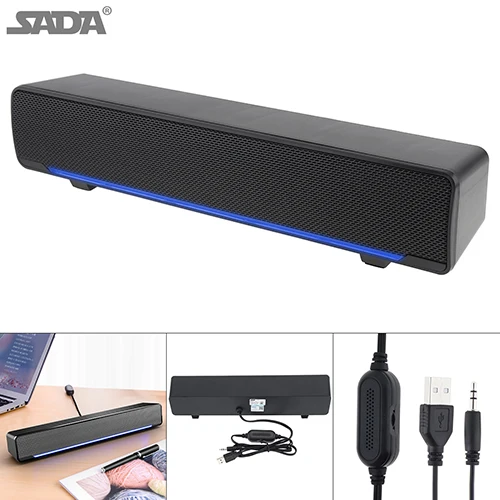 Черный SADA V-196 портативный Bluetooth динамик беспроводной настольный мультимедийный Саундбар с двумя динамиками DSP смешивающий звук для компьютера ТВ - Цвет: Черный