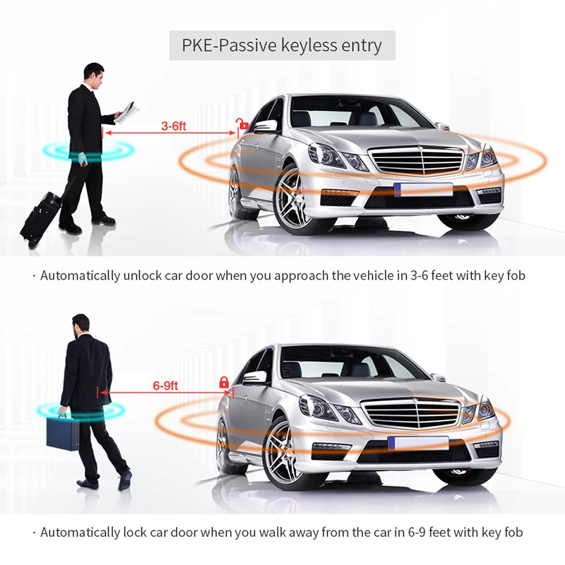 

EASYGUARD passive keyless entry car alarm system hopping code auto starter keyless go system password entry shock sensor DC12V