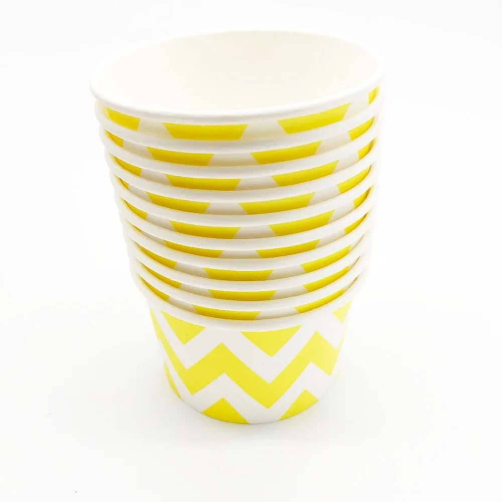 10 шт./лот желтые чашки для мороженого волнистые одноразовые желтая волнистая