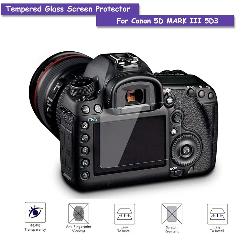 9H закаленное стекло ЖК экран протектор Настоящее защитная пленка для Canon 5D MARK III 5D3
