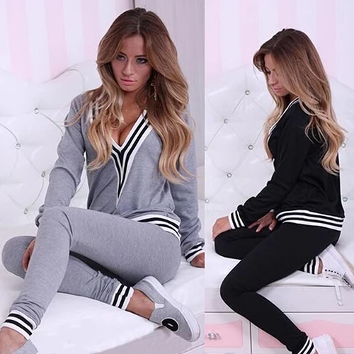Новое поступление Женский Повседневный Спортивный костюм с V-образным вырезом