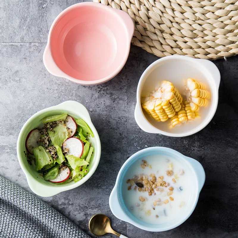 Миски для салата карамельного цвета с двойным заземлением керамические вареные