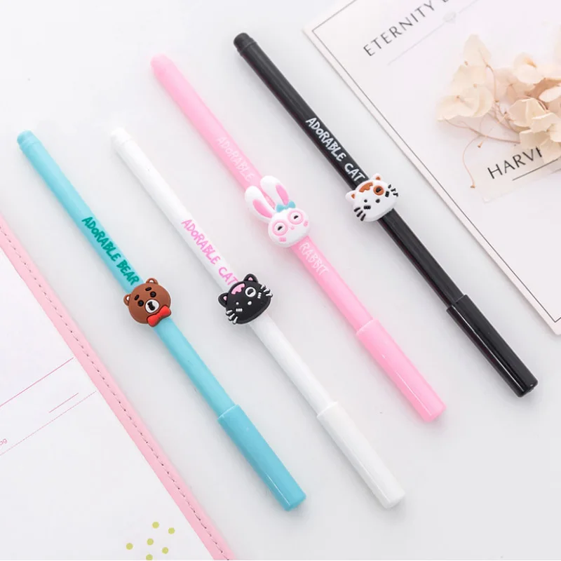4 шт./лот гелевая ручка с головой милого кролика кота медведя животного материал