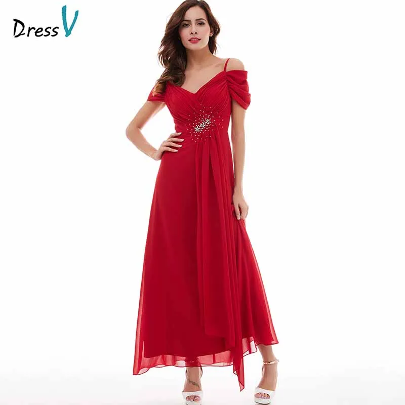 

Dressv красное вечернее платье, недорогое трапециевидное платье на бретельках, без рукавов, до щиколотки, с драпировкой, для свадебвечерние нк...
