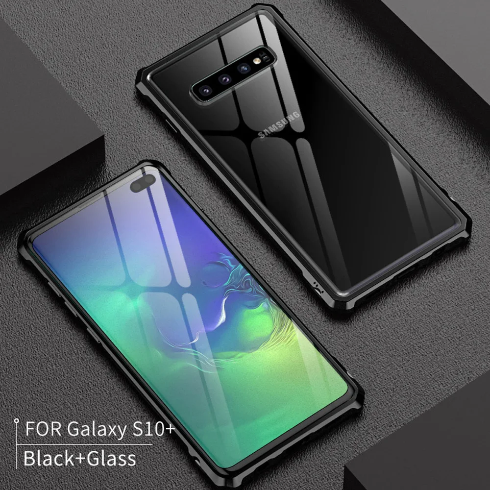 Роскошный чехол из закаленного стекла для samsung Galaxy S10, алюминиевая металлическая рамка, защитный чехол для samsung S10 Plus S10E, чехол