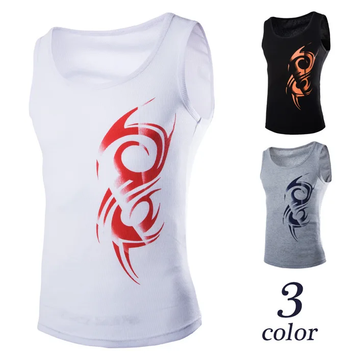 Tank top men 2015new Fashion arrival brand tank hot sale in summer o-neck cotton menprint gym | Мужская одежда