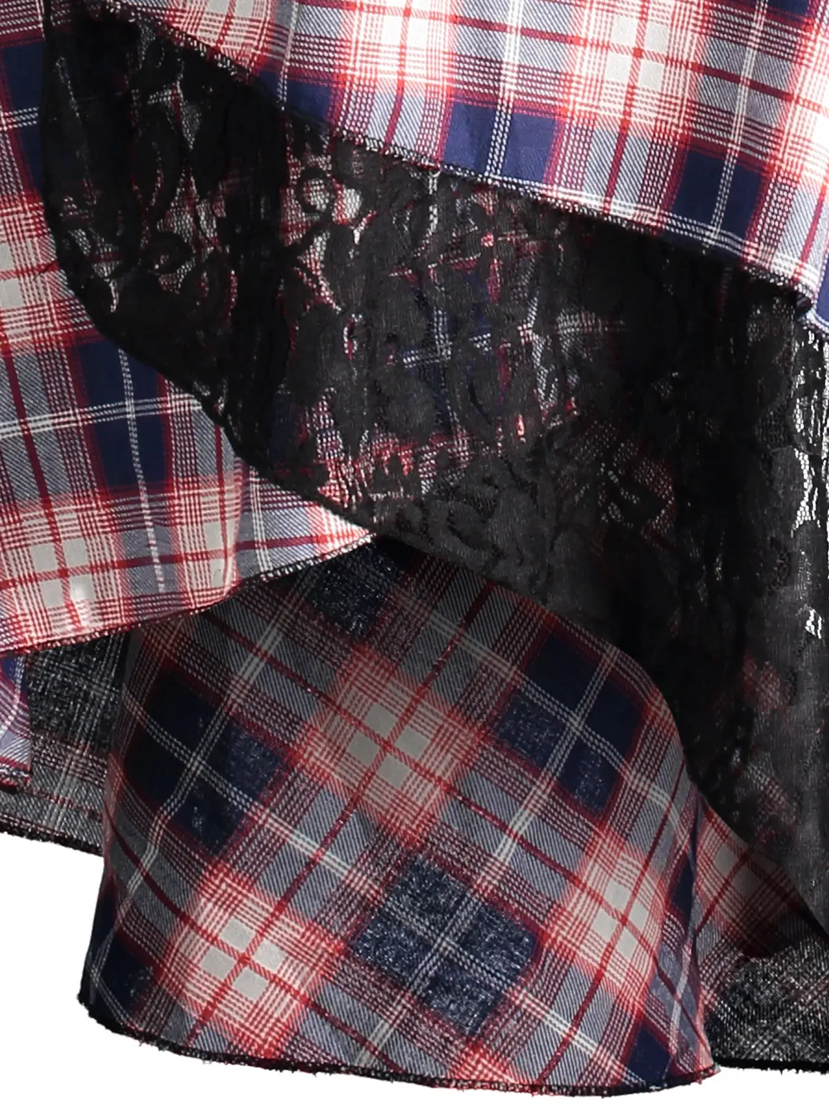 Женская Асимметричная длинная футболка в клетку с длинным рукавом|Футболки| |