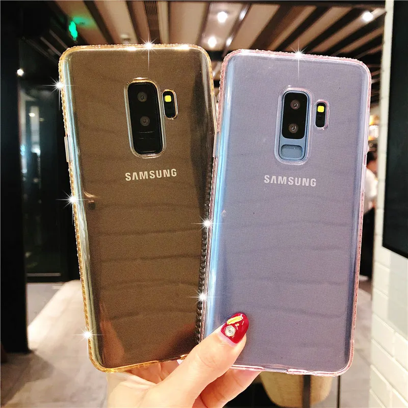 Чехол для телефона с алмазной рамкой Samgung Galaxy S9 Plus S8 J3 J5 J7 Pro 2015 2016 2017 J2 Prime A3 A5 A7