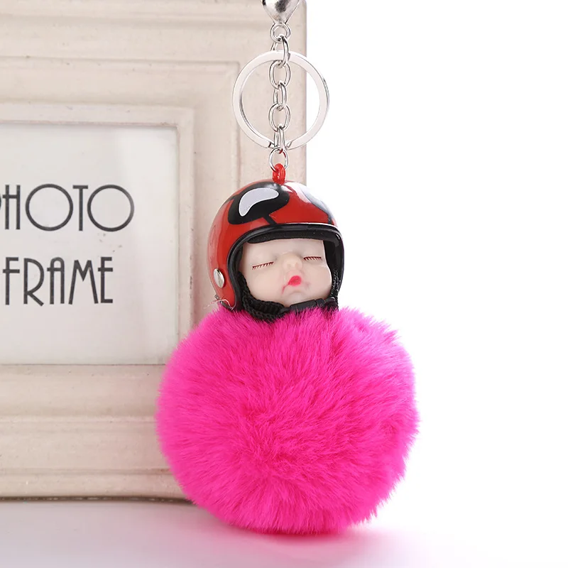 Модный пушистый милый детский брелок для ключей на шлем женская сумка с