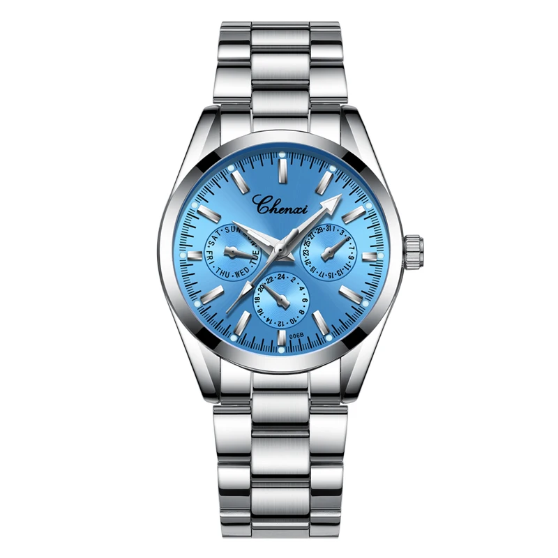 Light blue Watch CHENXI серебряные часы женские часы модный женский браслет кварцевые наручные часы женские часы Relogio Feminino Montre Femme - Цвет: Light blue Watch