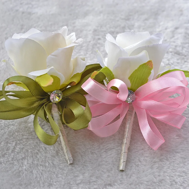 

Artificial Rose Wedding Boutonniere Silk Flower Corsage Groom Boutonniere Buttonhole Wedding Corsage D450