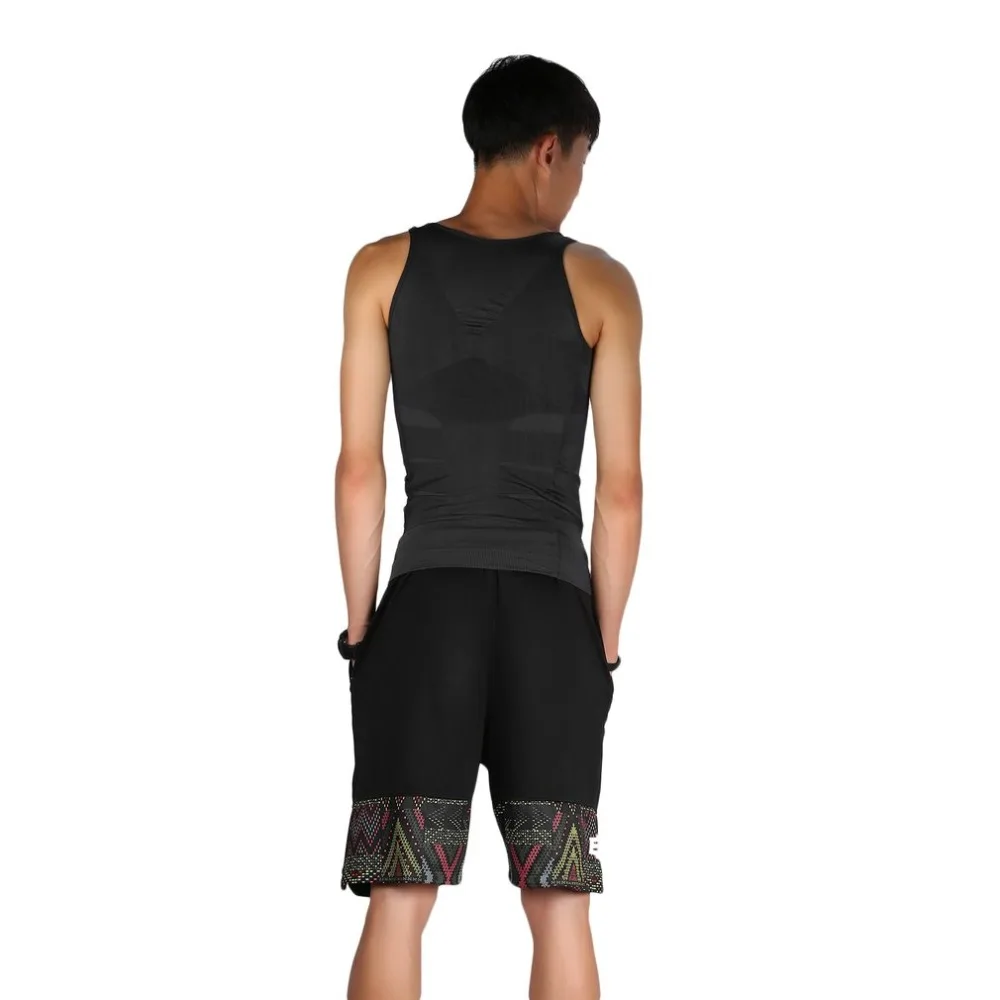 Мужское однотонное облегающее Утягивающее нижнее белье для живота майка корсет