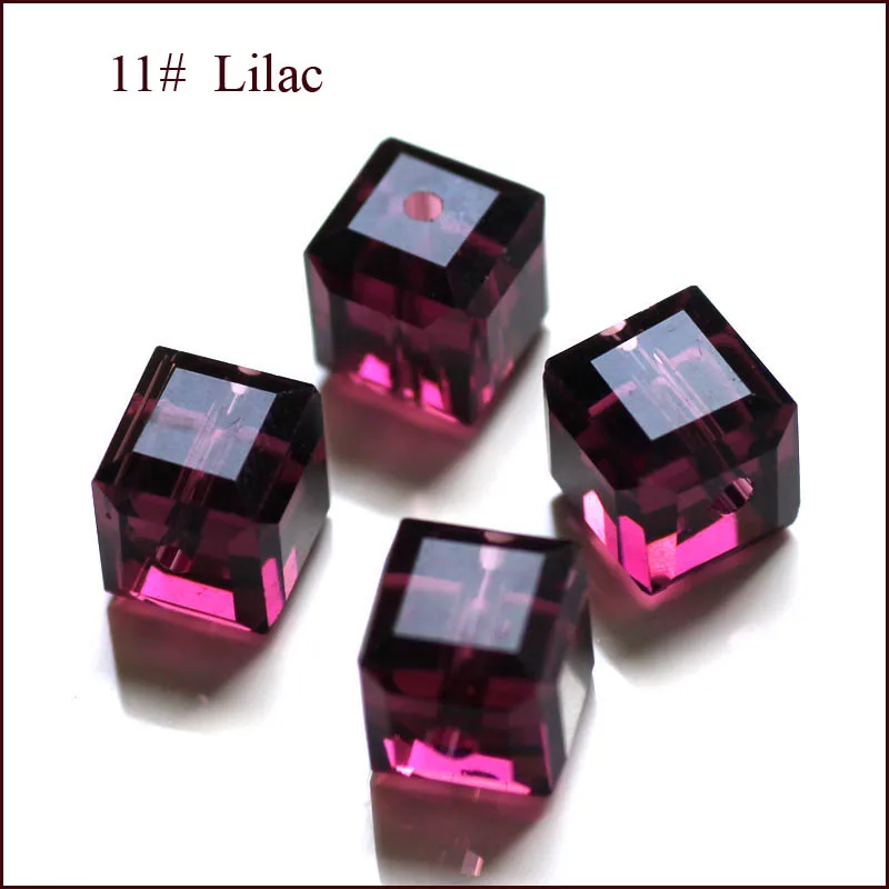 lilac 30fa 100 шт./пакет куб широкий бусины в ювелирное дело многоцветные 4 мм 6 мм 8 мм кристалл бусины грановитая квадратной формы - Цвет: lilac