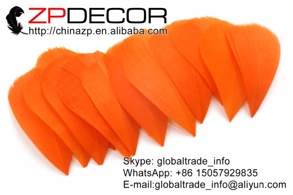 

ZPDECOR 3~7cm 200Pieces/lot Quality Assurance Goose Feather Petal Dyed Orange for Fashion Show