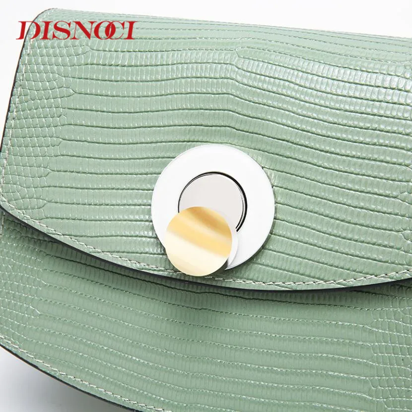 Genuine Cow Leather Luxury Chains Shoulder Bag Women Design Lizard Pattern Buckle Messenger Bags Summer Mini Square | Багаж и сумки
