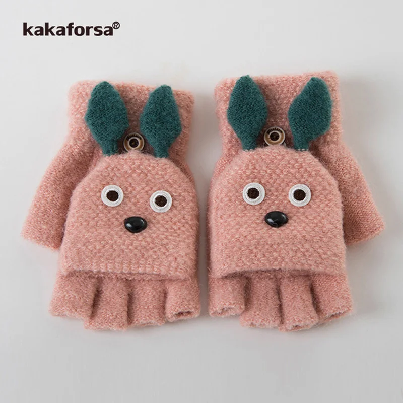A321004-Pink Kakaforsa женские теплые вязаные варежки Зимние перчатки для сенсорного экрана женские вязаные толстые перчатки без пальцев нейлоновые варежки Новинка - Цвет: A321004-Pink