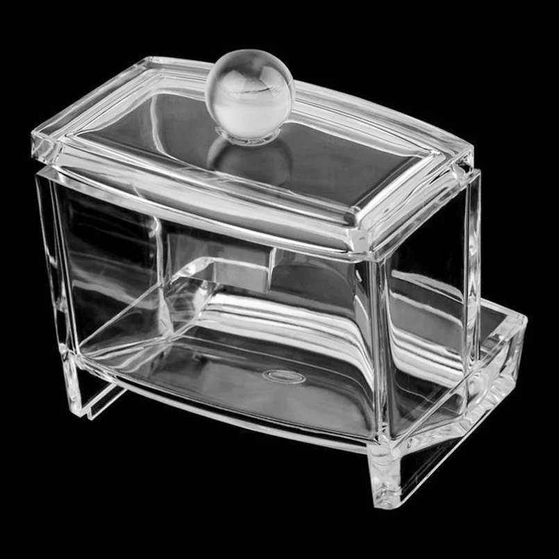 Прозрачный акриловый Ватные Палочки Stick держатель для хранения Box Косметические