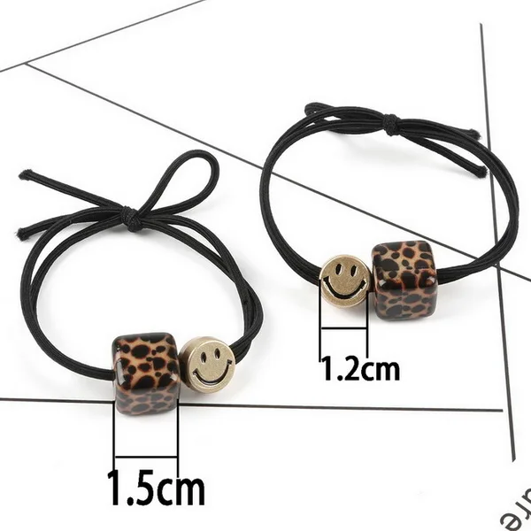 Style 3 1 шт./лот, банты для волос, резинка для волос, кольцо для волос для девочки, простой Леопардовый принт, улыбающееся лицо, Кристальные эластичные резинки для волос, аксессуары для волос - Цвет: Style 3