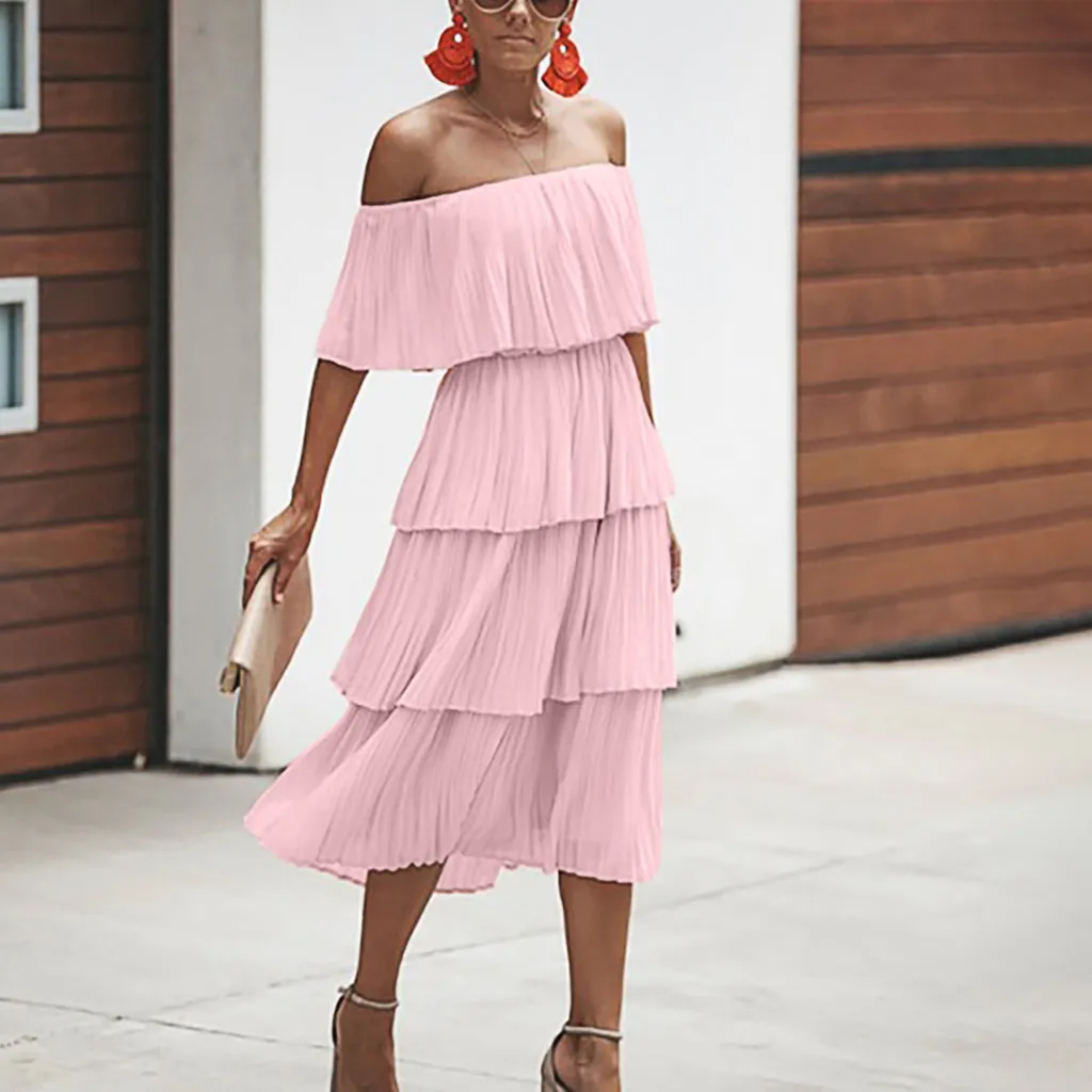 Женская одежда 2019 модное женское шифоновый с открытми плечами оборками