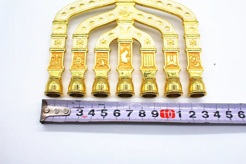 Синяя эмаль Menorah позолоченный 7 веток племен Израиля, джерузама
