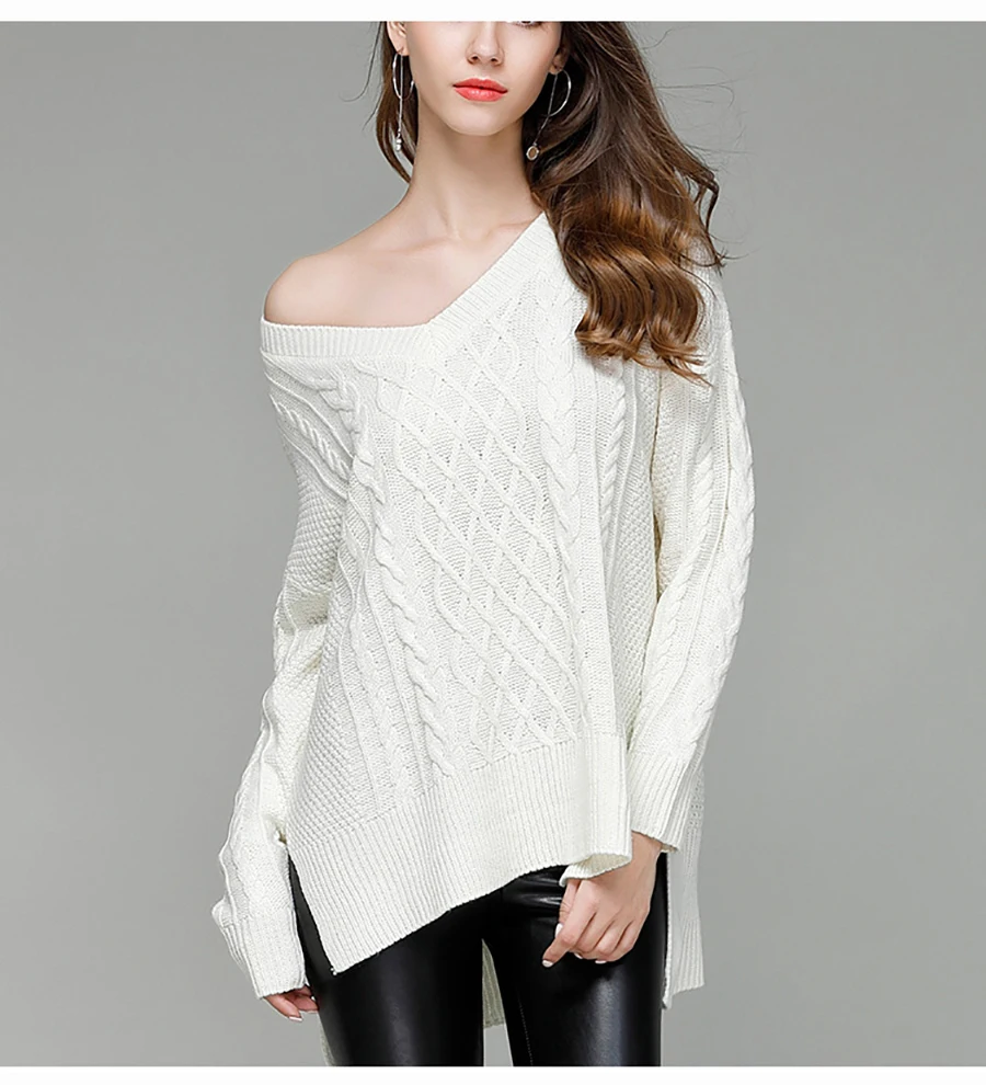 Casual computer knitted V-Neck full sleeve Solid color regular pullovers sweater for women | Женская одежда