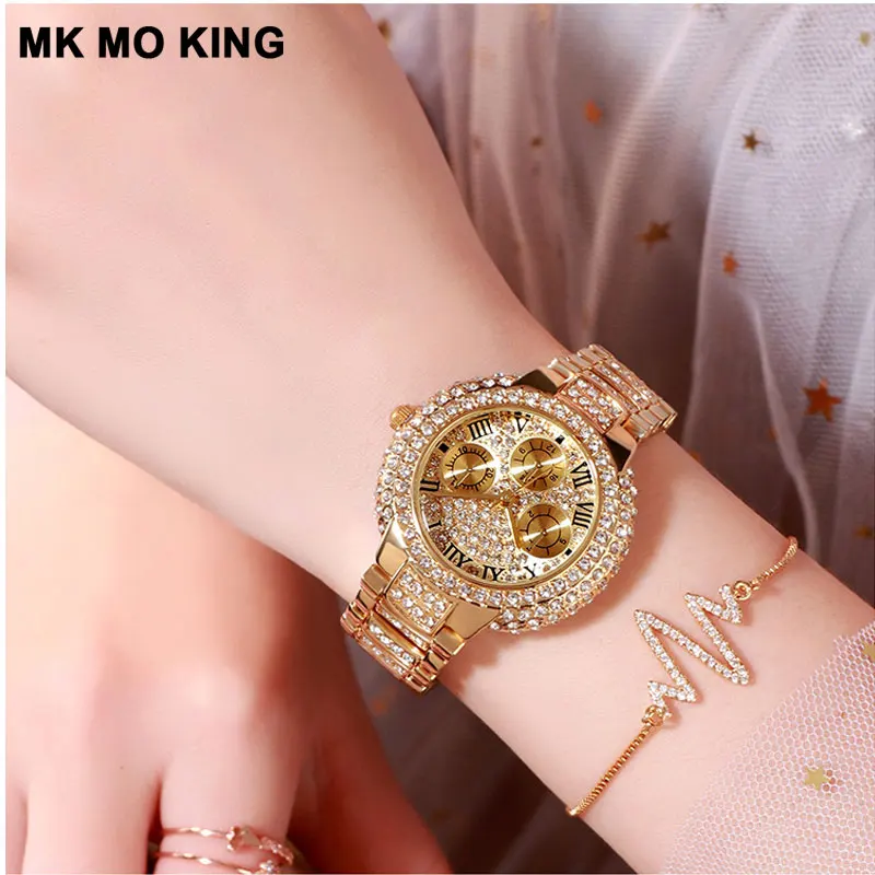 Часы браслет женские модные водонепроницаемые кварцевые из нержавеющей