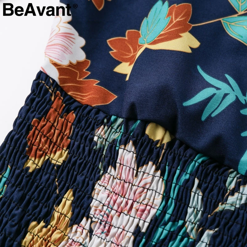 BeAvant зеленый цветочный принт boho Платье женское сексуальное с v-образным вырезом и