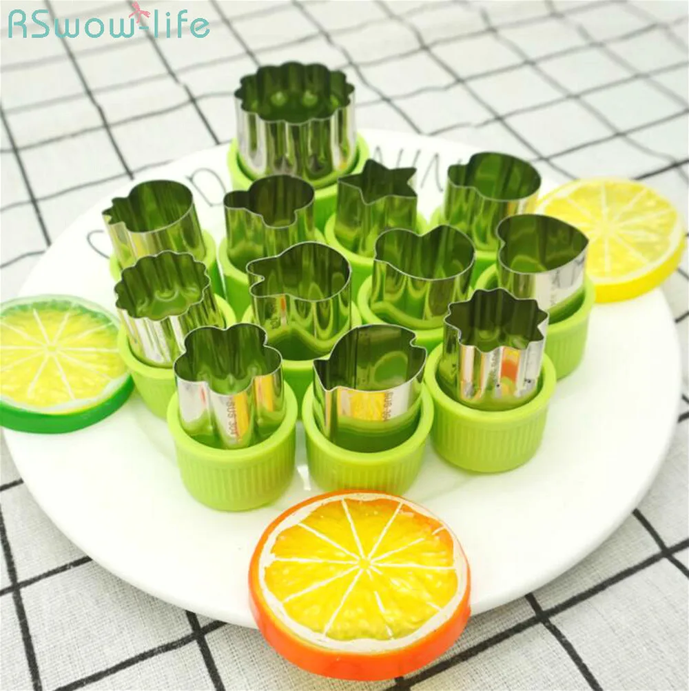 

12Pcs Kitchen Gadget Stainless Steel 12-piece Printing Mold Vegetable And Fruit Cutting Tools For Kitchen Accessories