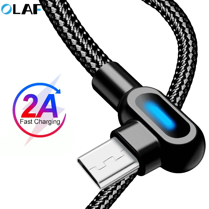 OLAF 90 градусов быстрый Micro USB кабель зарядное устройство зарядный для Samsung Huawei Android