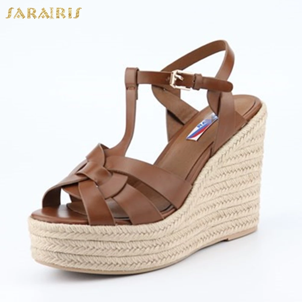 

SARAIRIS luxury brand Leisure Summer Women's Shoes sandals T-STRAP Platform Wedge high Heels Sandals Shoes Woman
