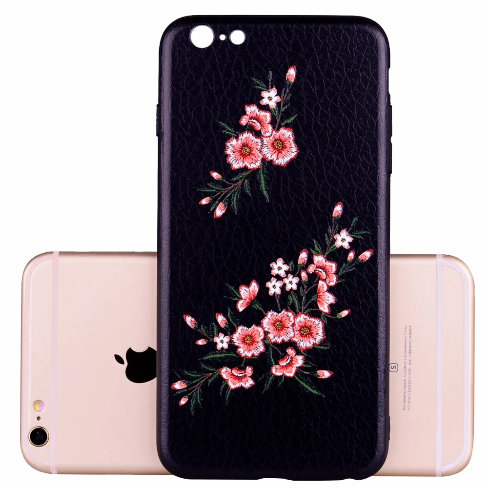 3D рельеф ретро розы силиконовый чехол для iPhone 6 S 7 8 Plus X случаях мягкий с цветочным